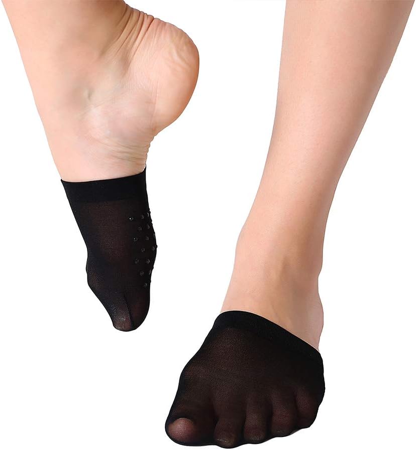 MANZI Women's 6 Pairs Non-Skid Toe Topper No Show Liner Socks