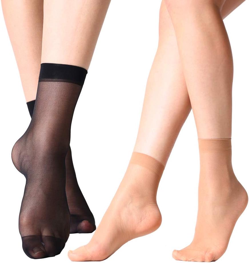 MANZI 12 Pairs Nylon Pantyhose Socks Ankle Sheer Hosiery
