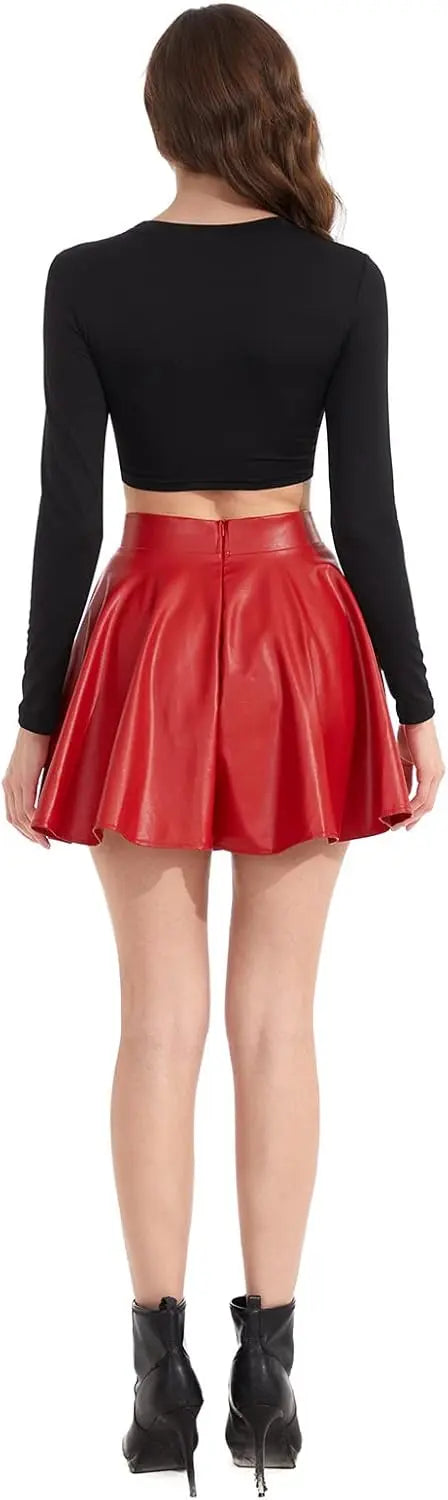 Women's Leather Black Mini Skirt Classic mysite