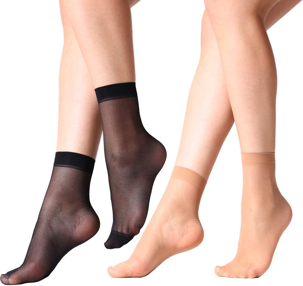 MANZI 12 Pairs Nylon Pantyhose Socks Ankle Sheer Hosiery