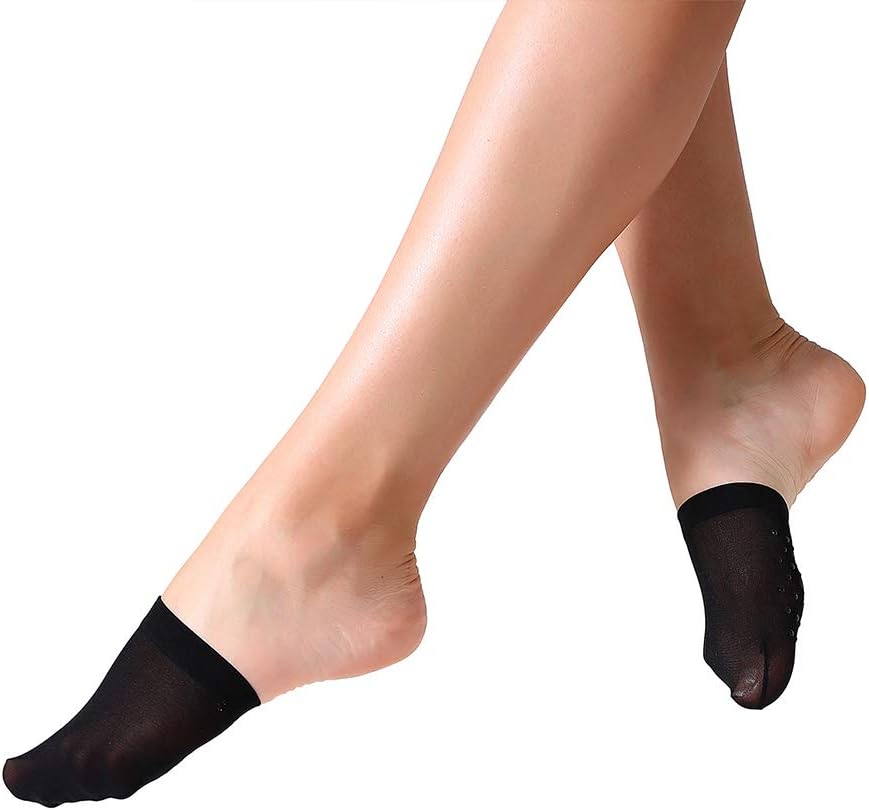 MANZI Women's 6 Pairs Non-Skid Toe Topper No Show Liner Socks