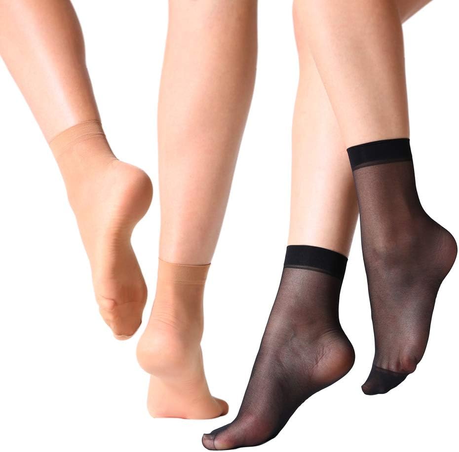 MANZI 12 Pairs Nylon Pantyhose Socks Ankle Sheer Hosiery
