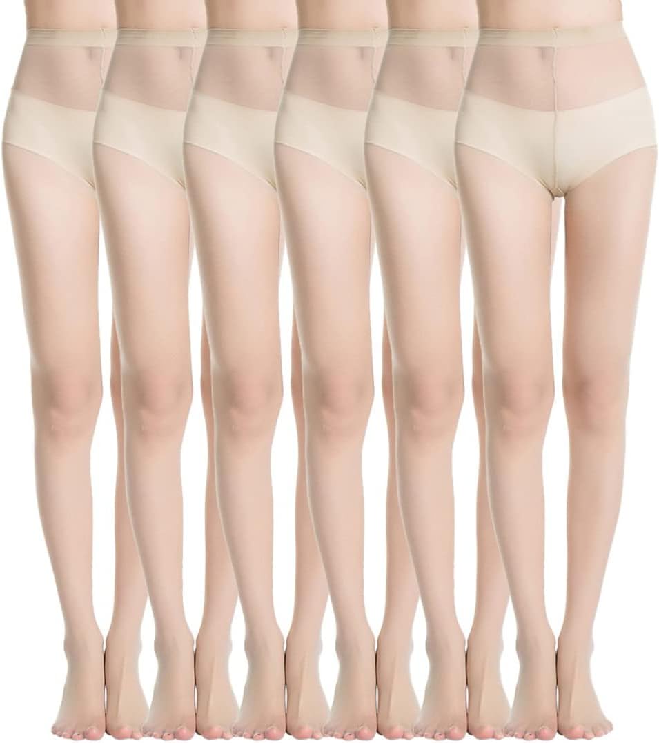 MANZI 6 Pairs Pantyhose for Women 20 Denier