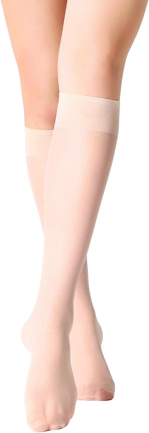 MANZI 12 Pairs Knee High Stockings Sheer Pantyhose for Women