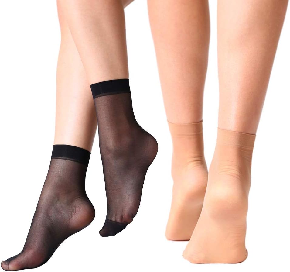 MANZI 12 Pairs Nylon Pantyhose Socks Ankle Sheer Hosiery