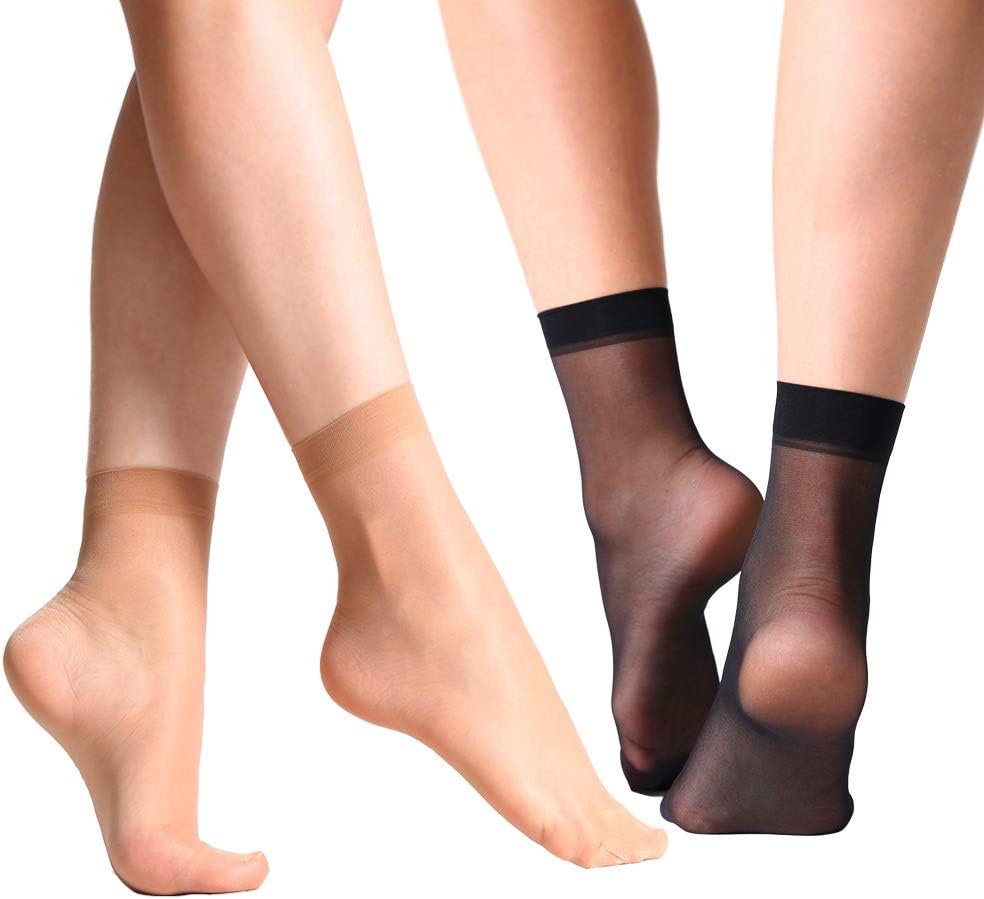 MANZI 12 Pairs Nylon Pantyhose Socks Ankle Sheer Hosiery