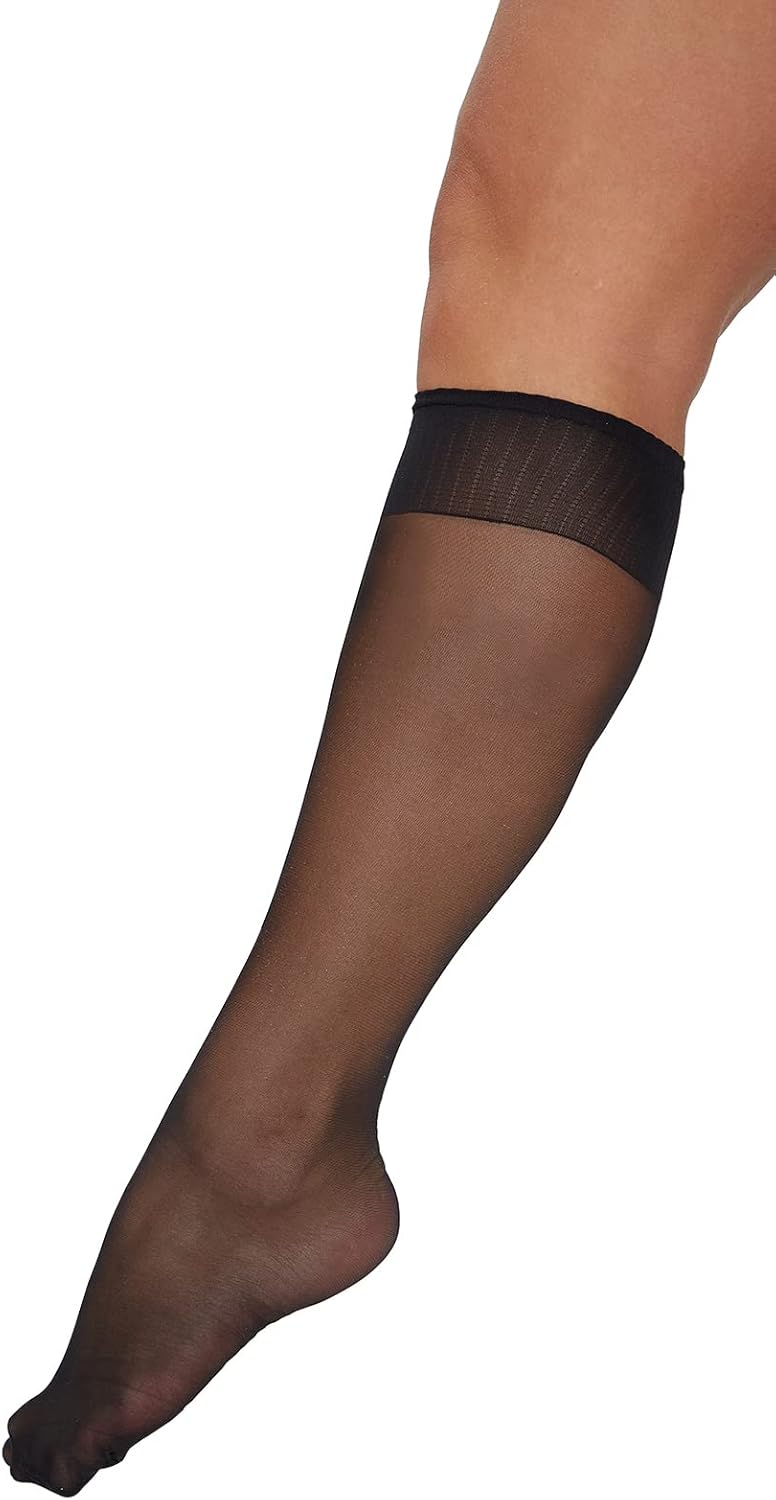 MANZI Plus Size Lady's Knee High Sheer Stockings for Women 6 Pairs Pack