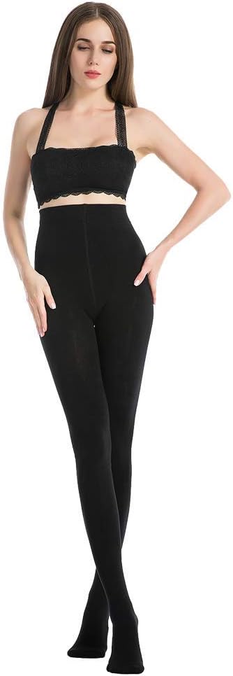 MANZI 2 Pairs Fleece Lined Tights Winter Warm Thermal Tights for Women Opaque Pantyhose 400D
