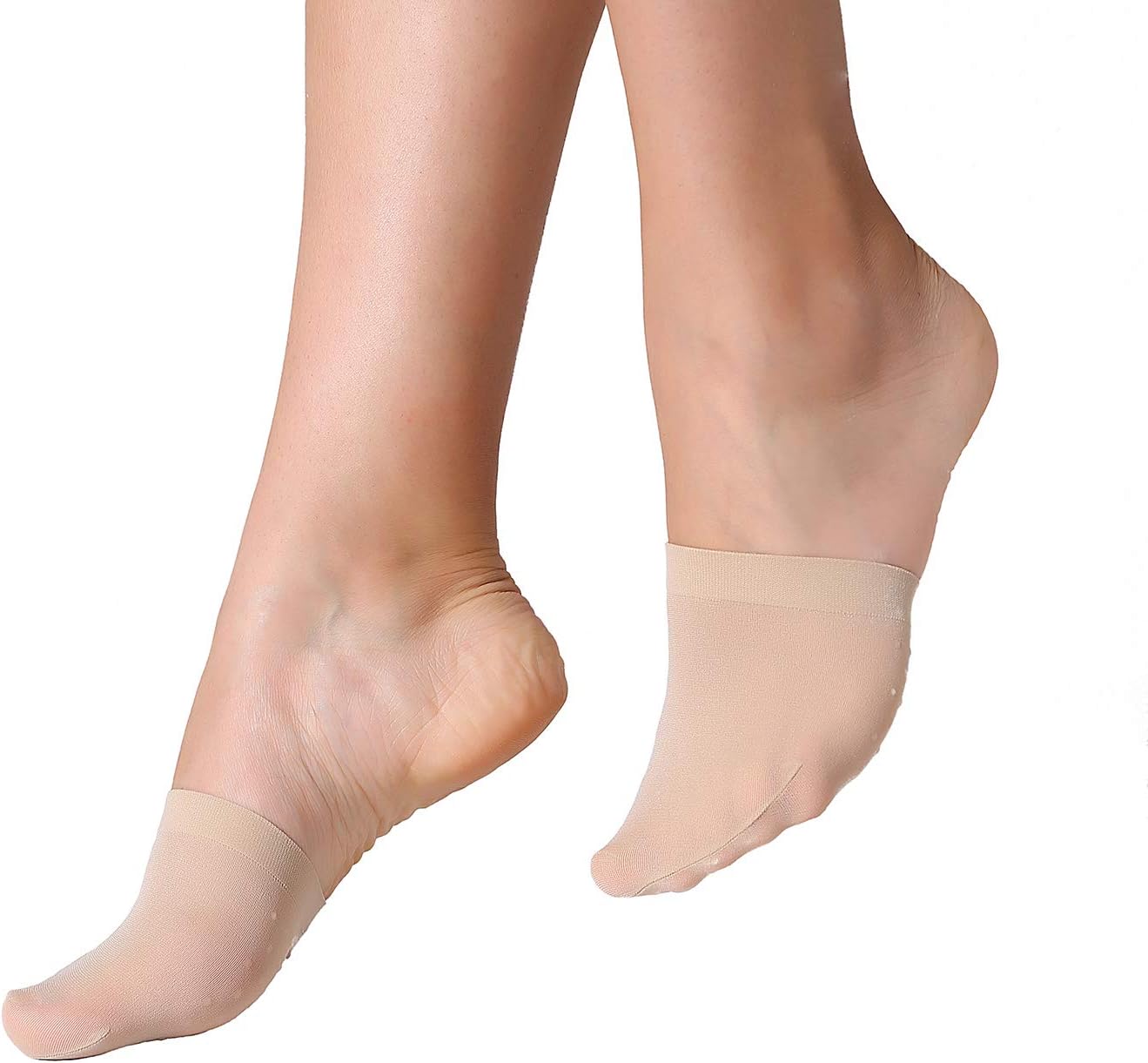 MANZI Women's 6 Pairs Non-Skid Toe Topper No Show Liner Socks