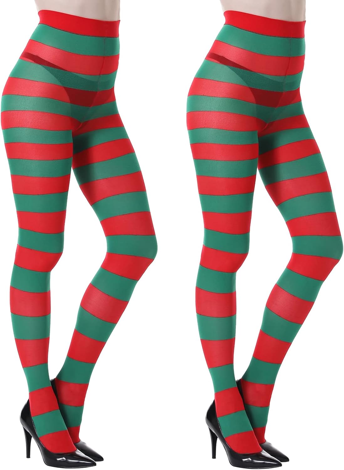 MANZI Horizontal Striped Tights for Women Pack of 2