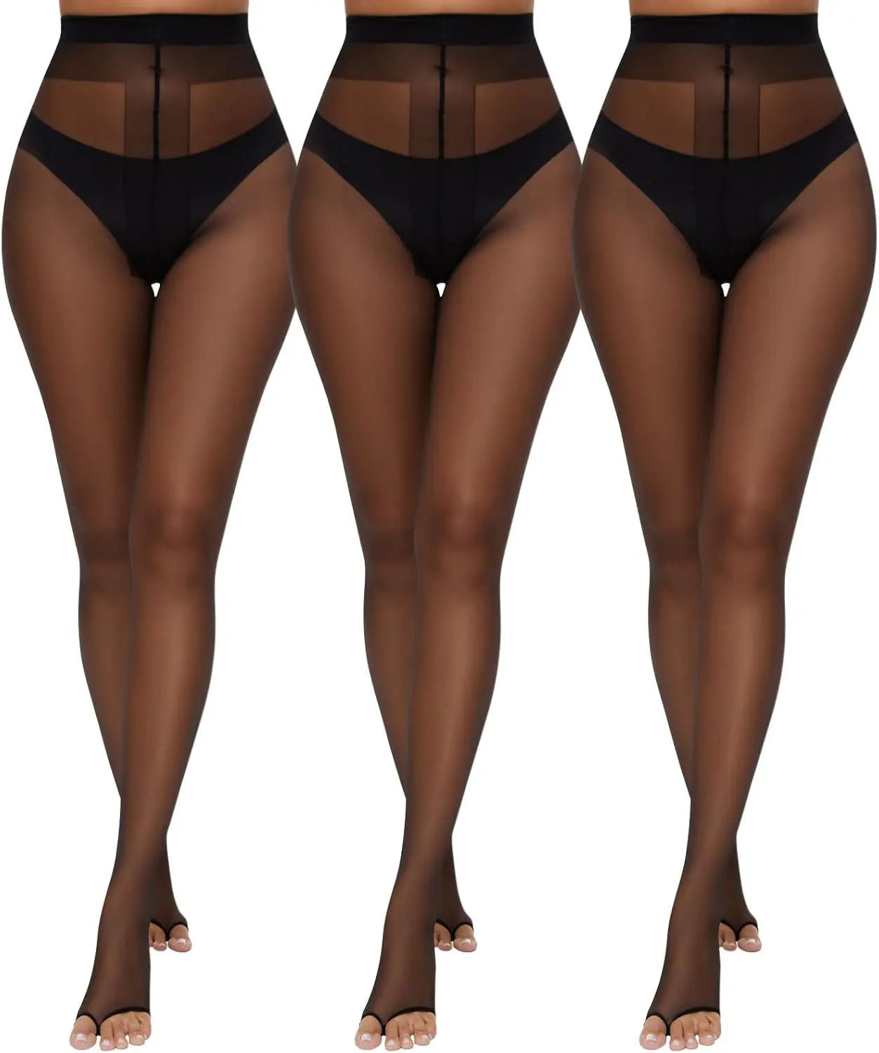 MANZI 3 Pairs Toeless Pantyhose Tights for Women Ultra Thin 10D My Store