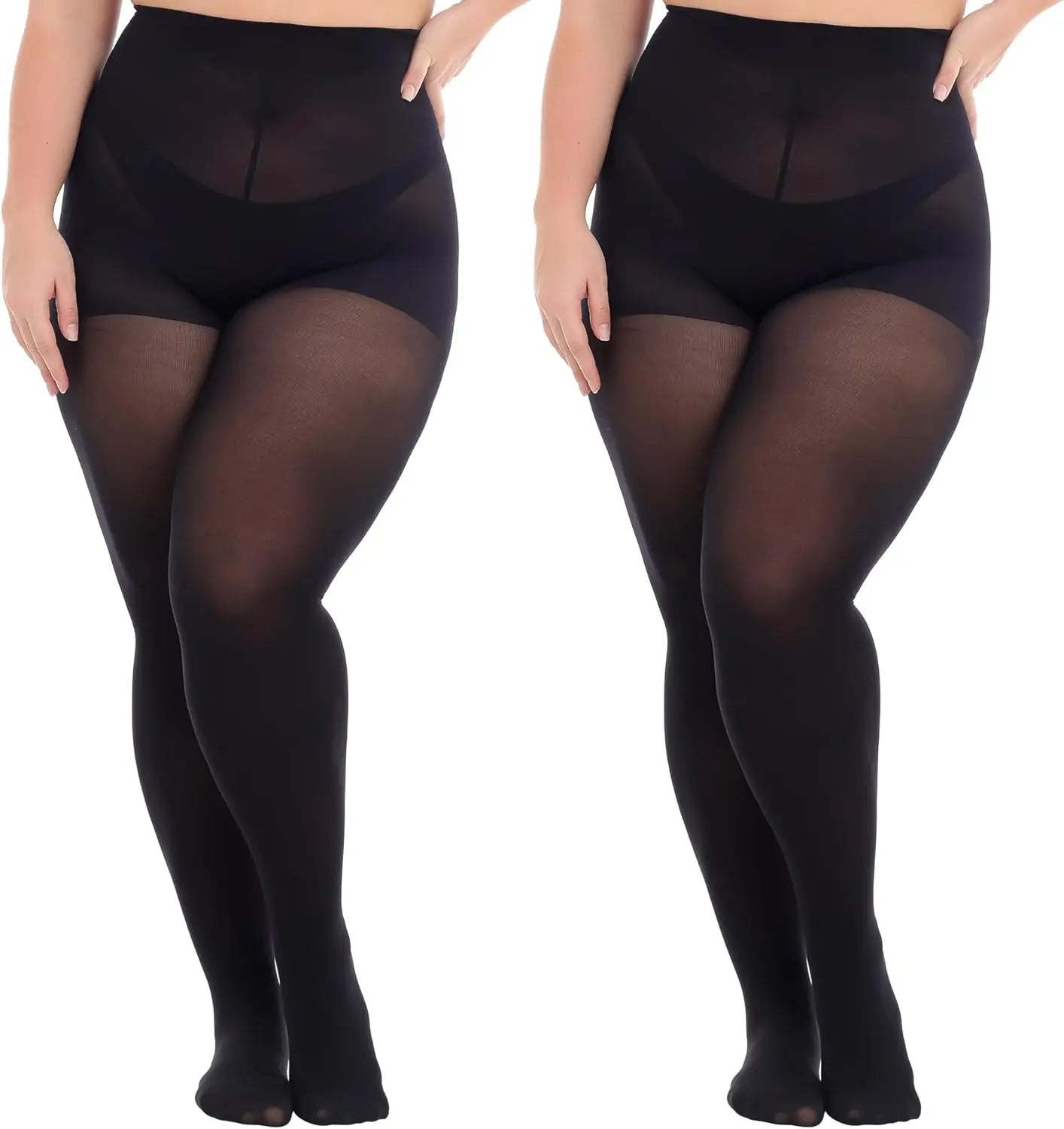 MANZI Plus Size Opaque Control Top Tights for Women My Store