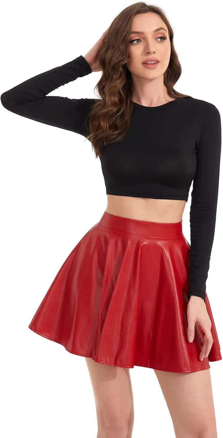 Women's Leather Black Mini Skirt Classic mysite