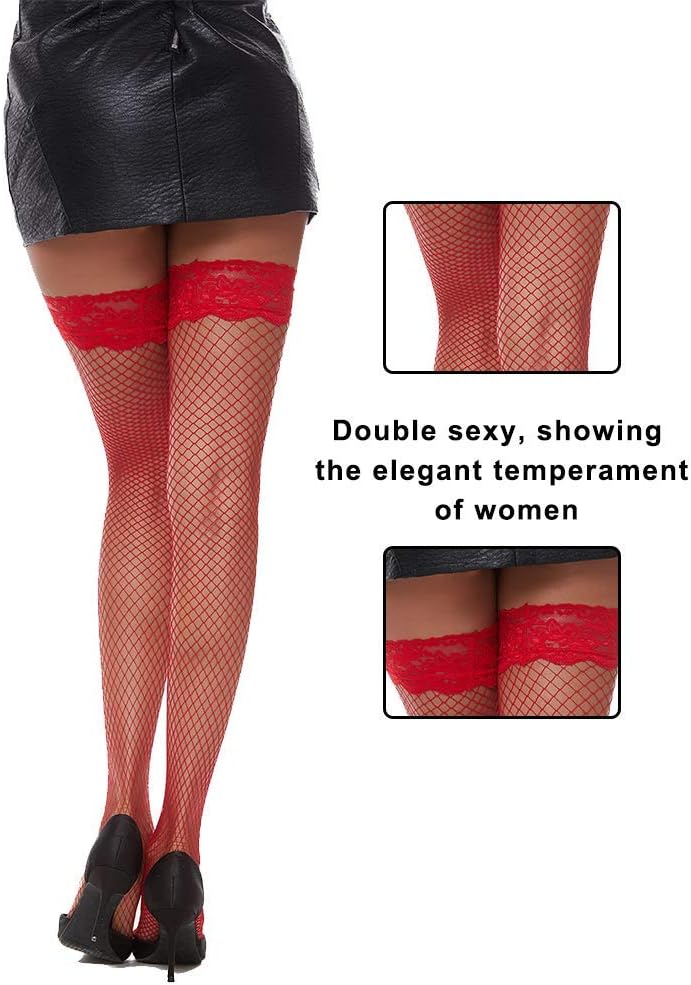 MANZI Women's Fishnet Thigh High Stockings 1 Pairs