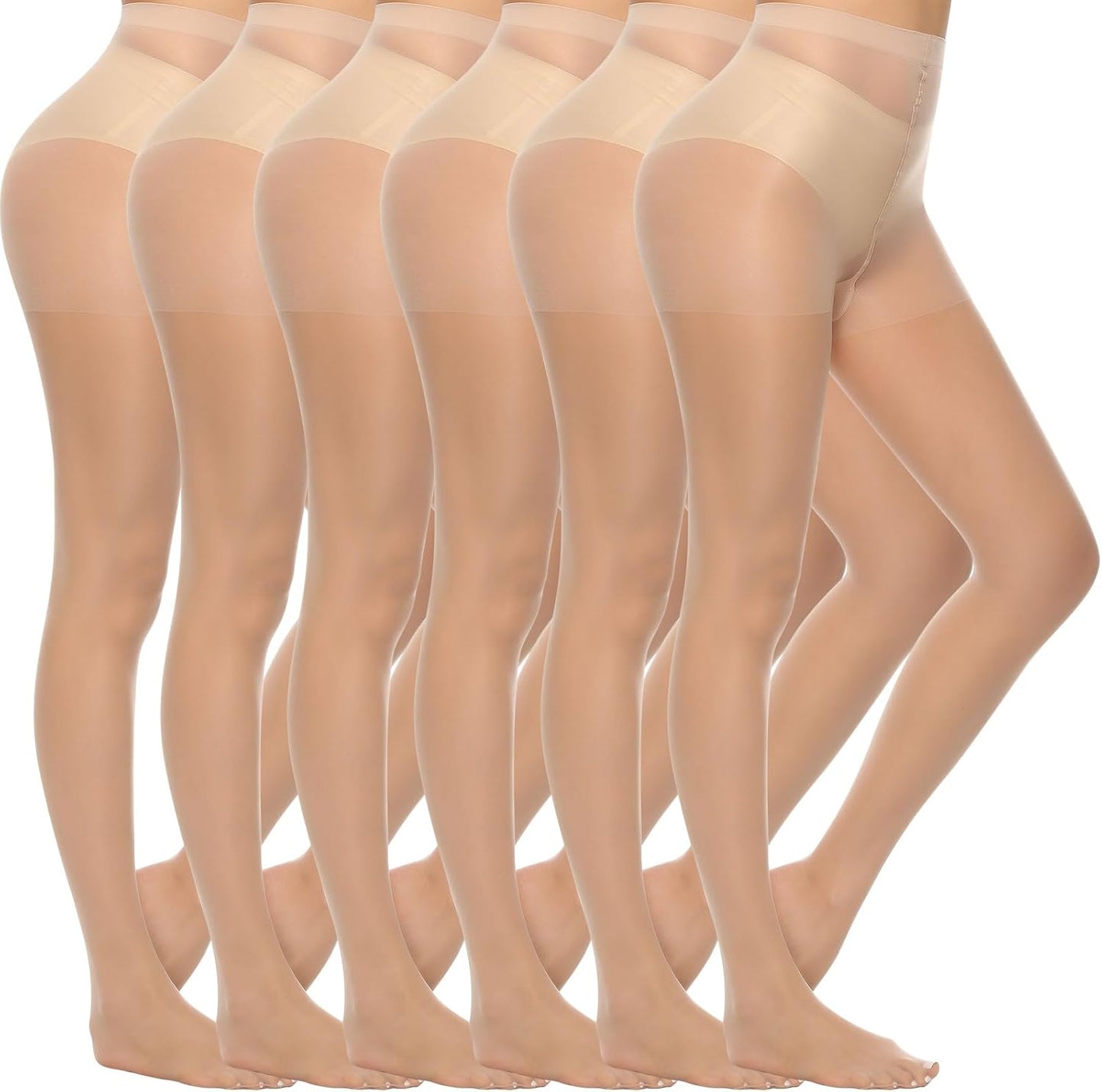 MANZI 6 Pairs Women's 20D Sheer Silky Pantyhose
