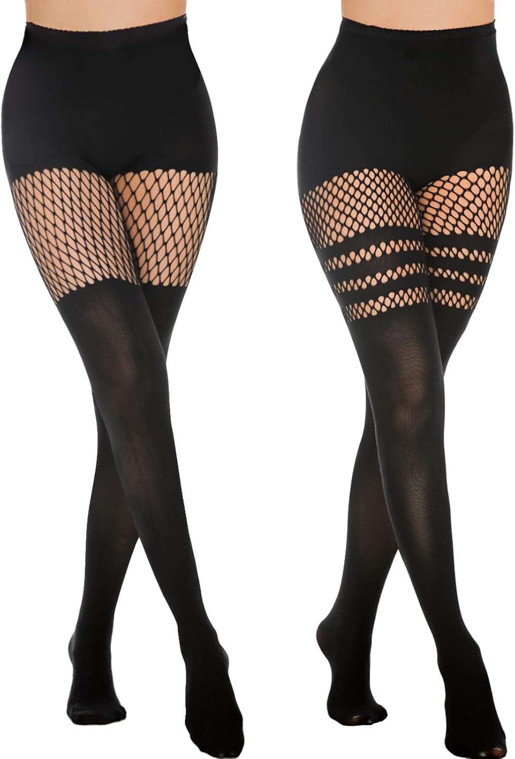 MANZI Faux Thigh High Tights Mock Suspender Pack of 2