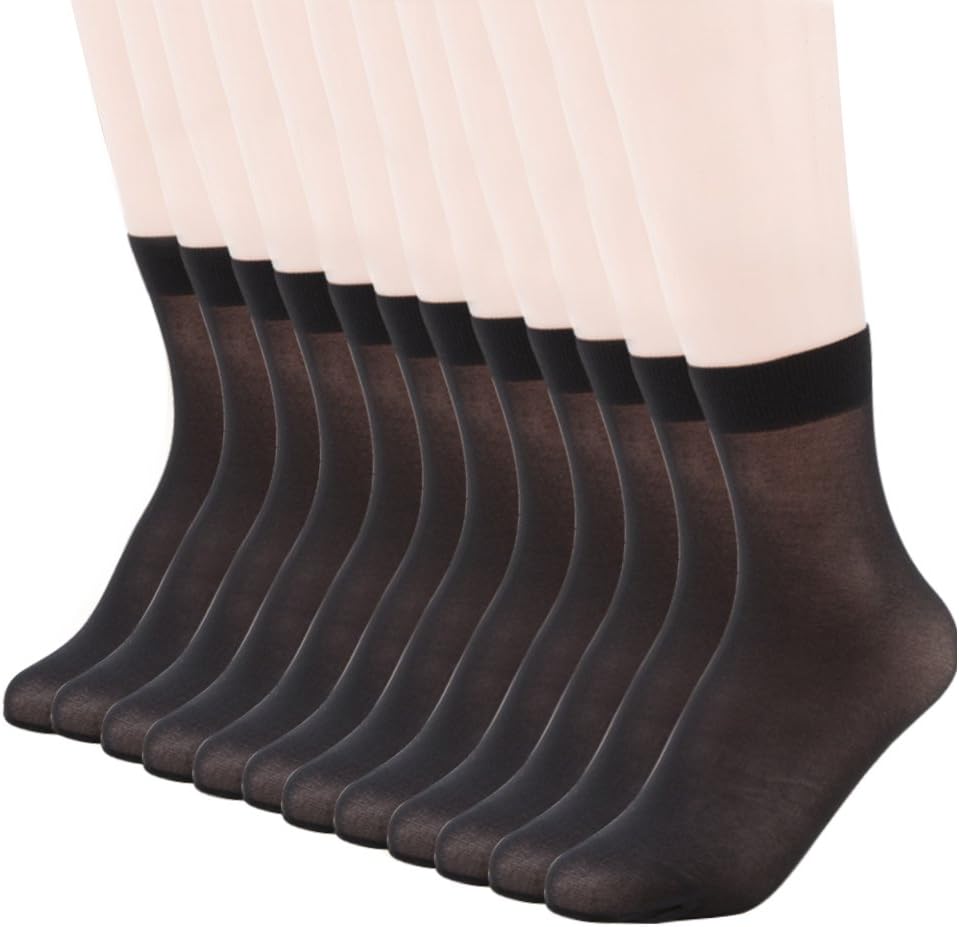 MANZI Nylon Sheer Socks For Women Ankle High Stockings