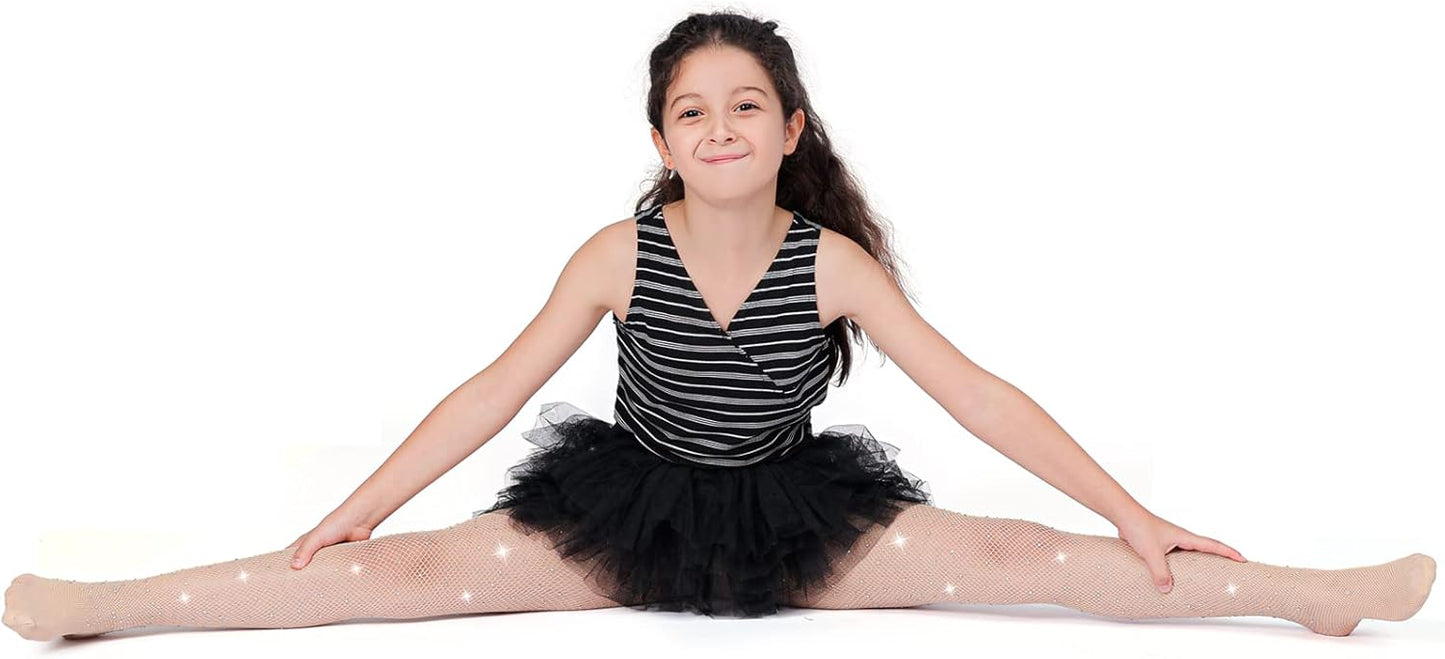 MANZI Rhinestone Fishnets Tights for Girls (Pack of 2)