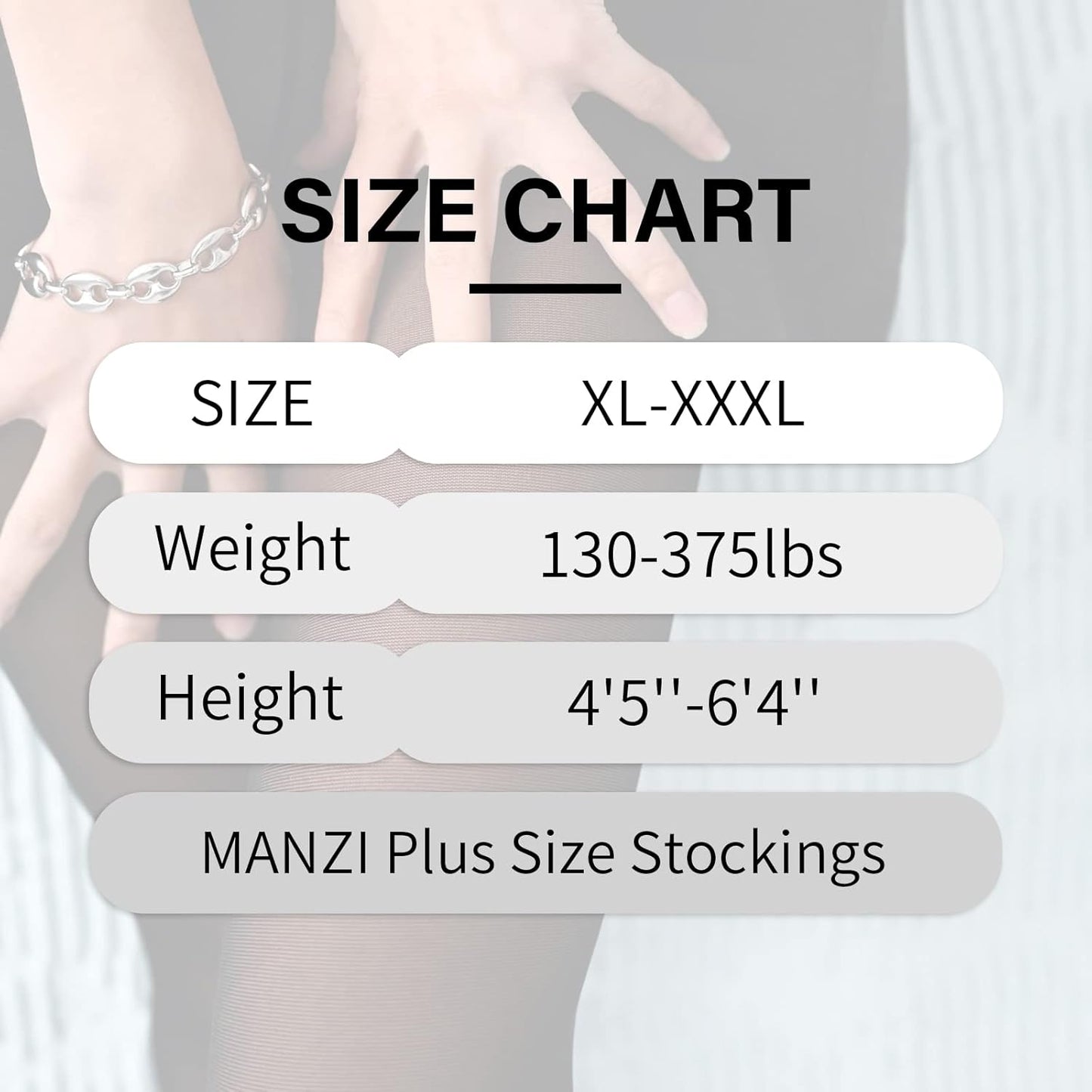 MANZI Plus Size Thigh High Stockings Womens Suspender