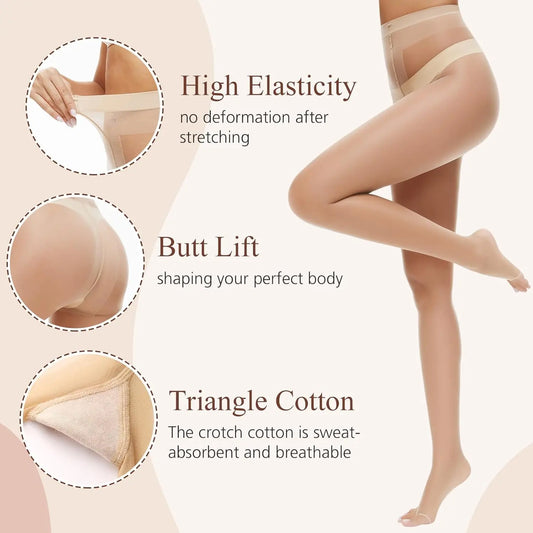 MANZI 3 Pairs Toeless Pantyhose Tights for Women Ultra Thin 10D My Store