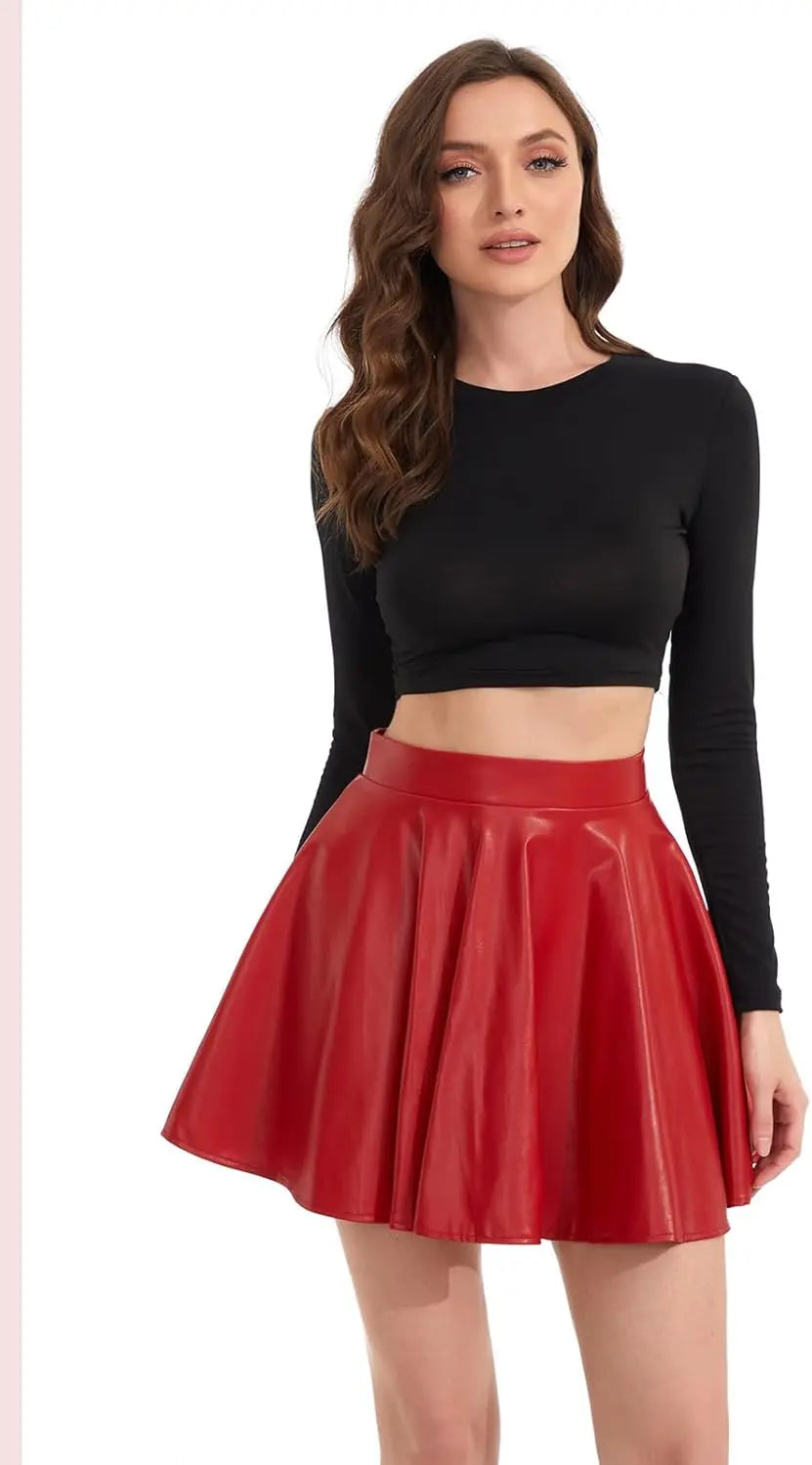 Women's Leather Black Mini Skirt Classic mysite