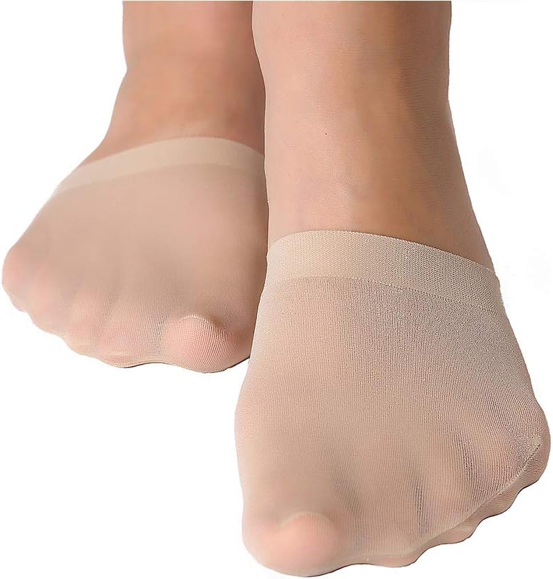 MANZI Women's 6 Pairs Non-Skid Toe Topper No Show Liner Socks