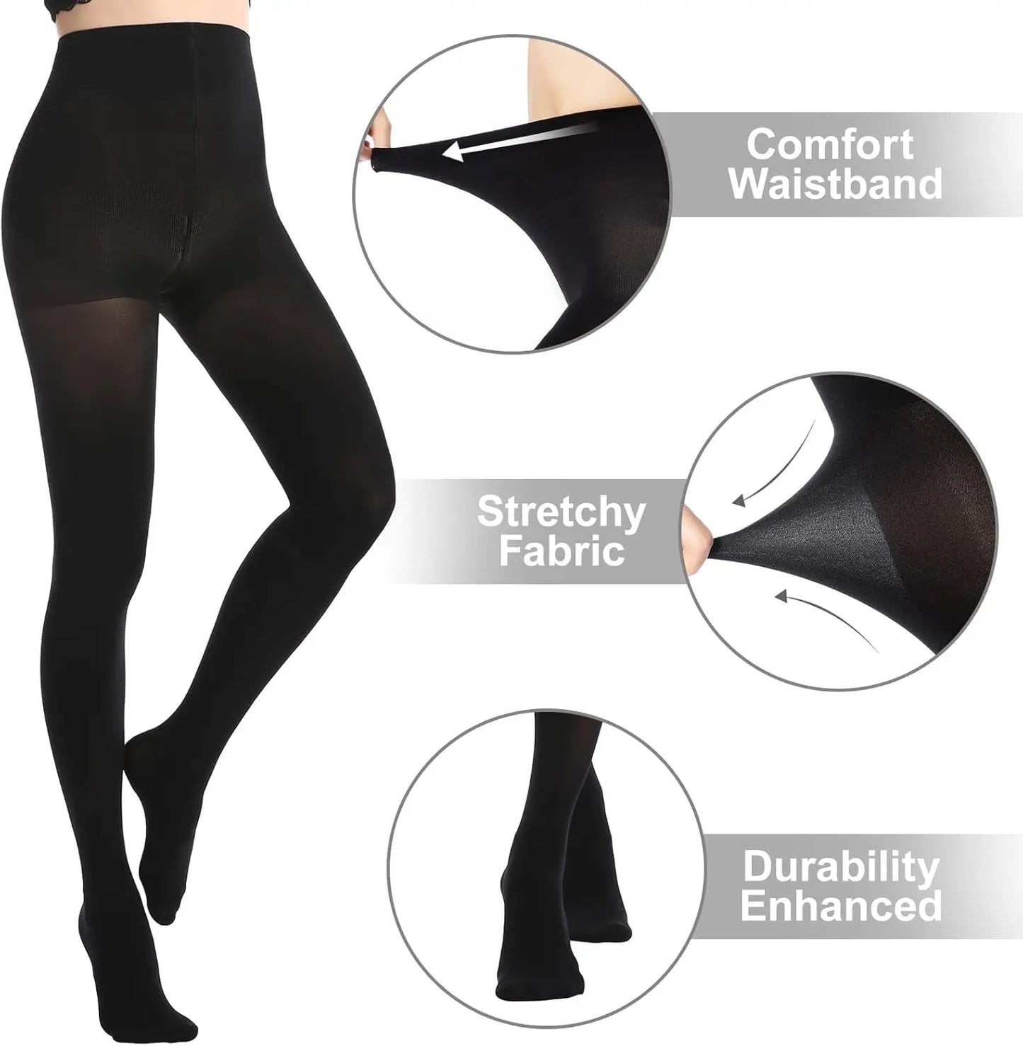 MANZI Women's 2-6 Pairs Opaque Control Top Tights Comfort Stretch 70 Denier Pantyhose My Store