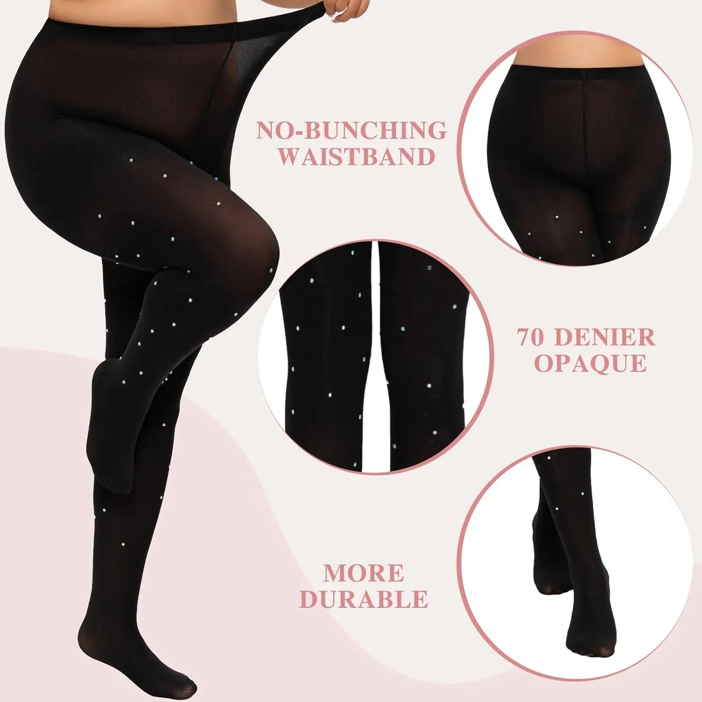 MANZI Sparkle Rhinestone Plus Size Tights My Store