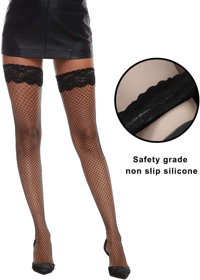MANZI Women's Fishnet Thigh High Stockings 1 Pairs