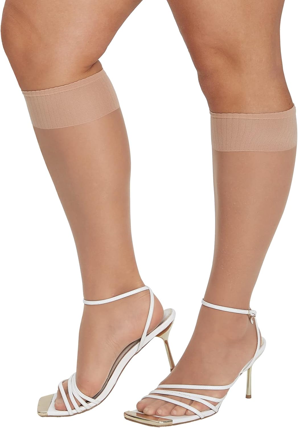 MANZI Plus Size Lady's Knee High Sheer Stockings for Women 6 Pairs Pack