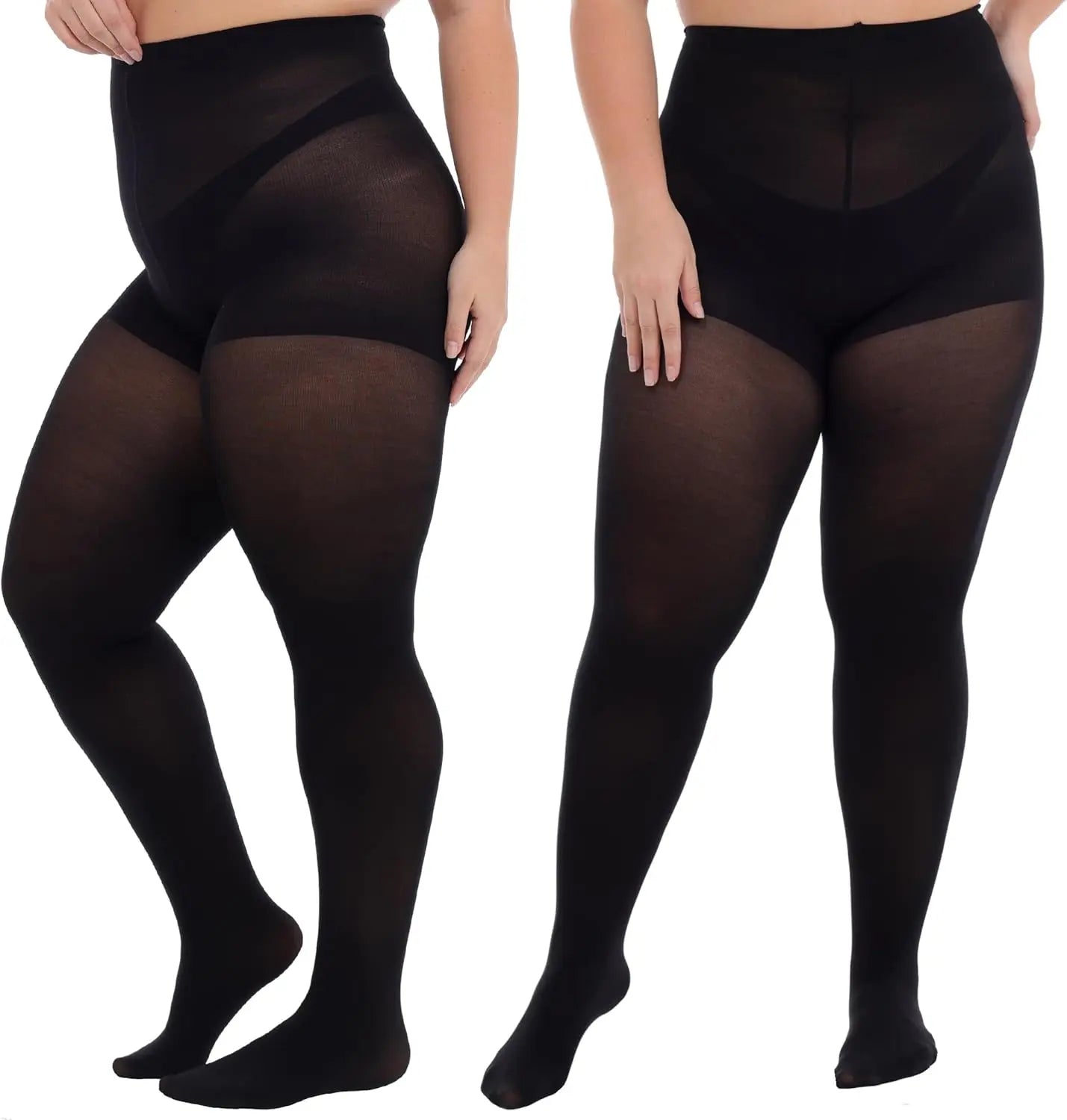 MANZI Plus Size Opaque Control Top Tights for Women My Store