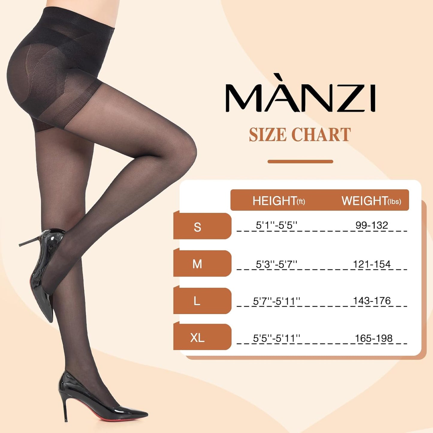 MANZI 2 Pairs Women's Sheer Tights 40D High Waist