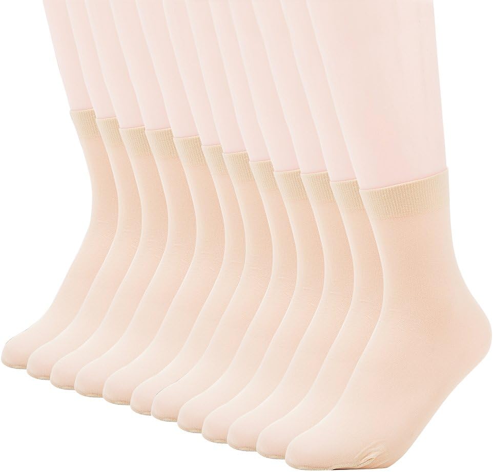 MANZI Nylon Sheer Socks For Women Ankle High Stockings