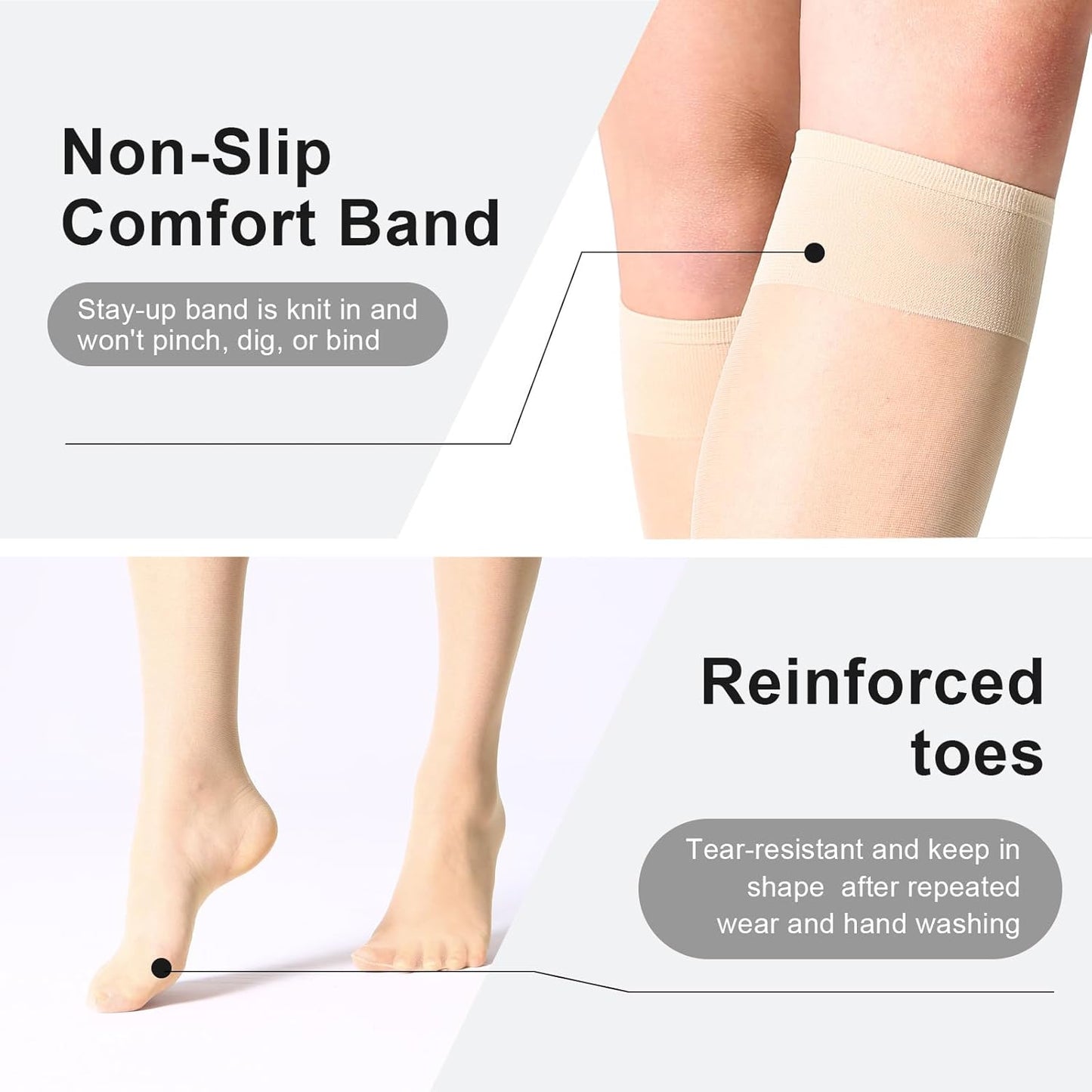 MANZI Sheer Knee High Stockings For Women Nylon Pantyhose Socks 12 Pairs Knee Highs Socks