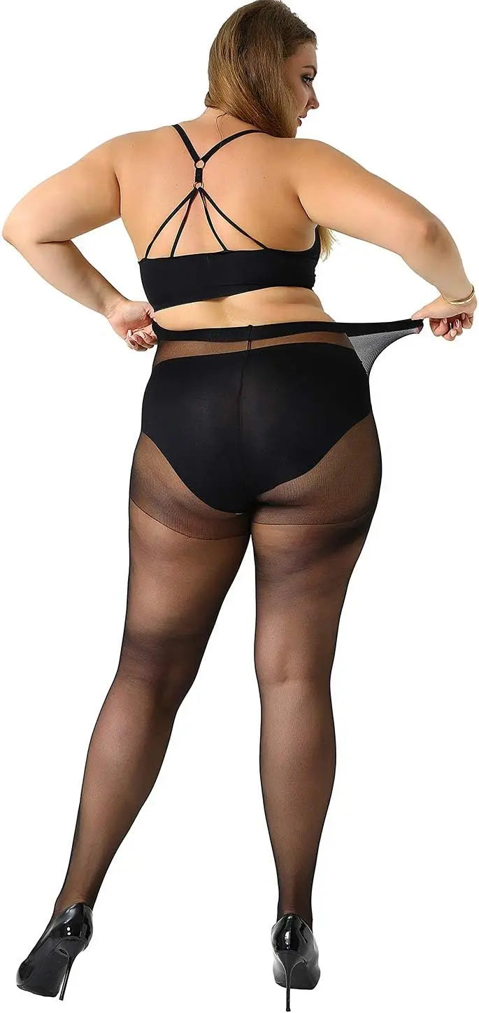 MANZI 4 Pairs Plus Size Pantyhose for Women 20 Denier Sheer Stocking My Store