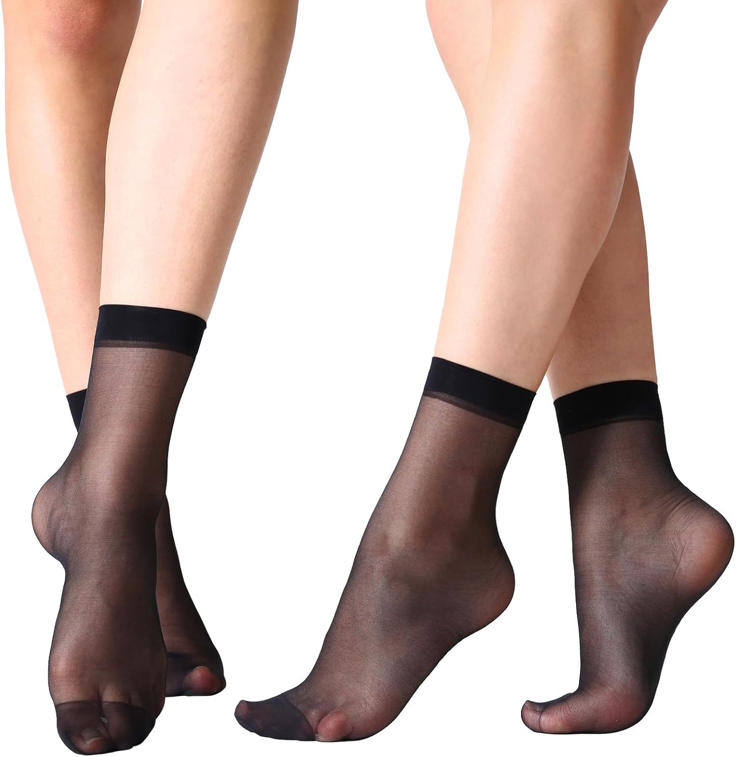 MANZI Nylon Sheer Socks For Women Ankle High Stockings