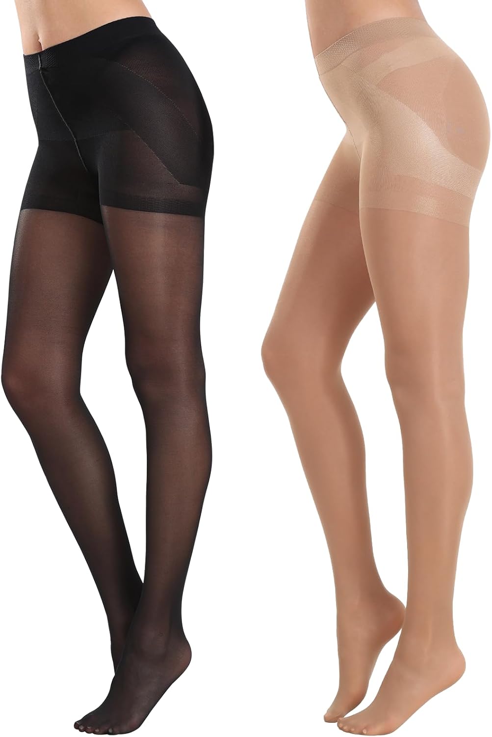 MANZI 2 Pairs Women's Sheer Tights 40D High Waist