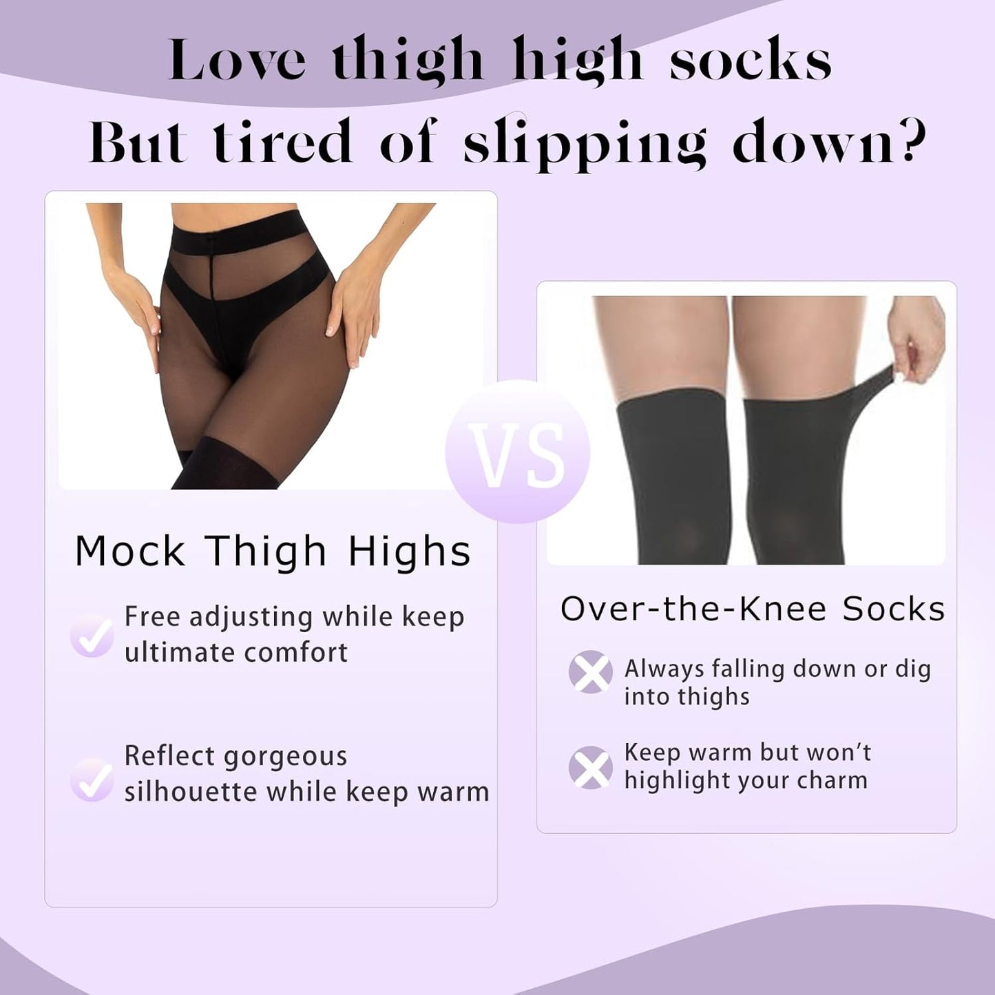 MANZI Goth Faux Thigh High Tights Mock