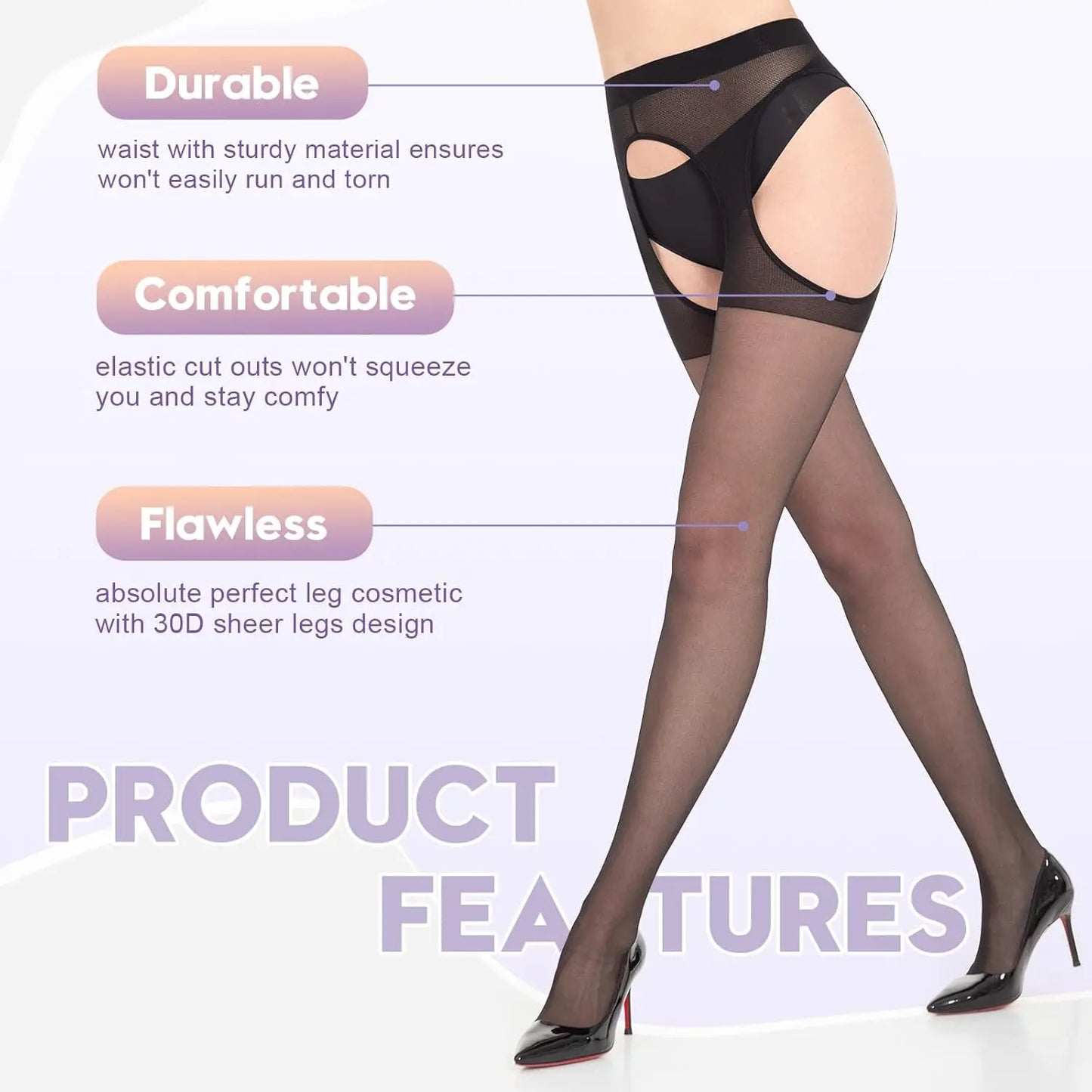 MANZI Suspender Tights for Women Sheer Garter Pantyhose My Store