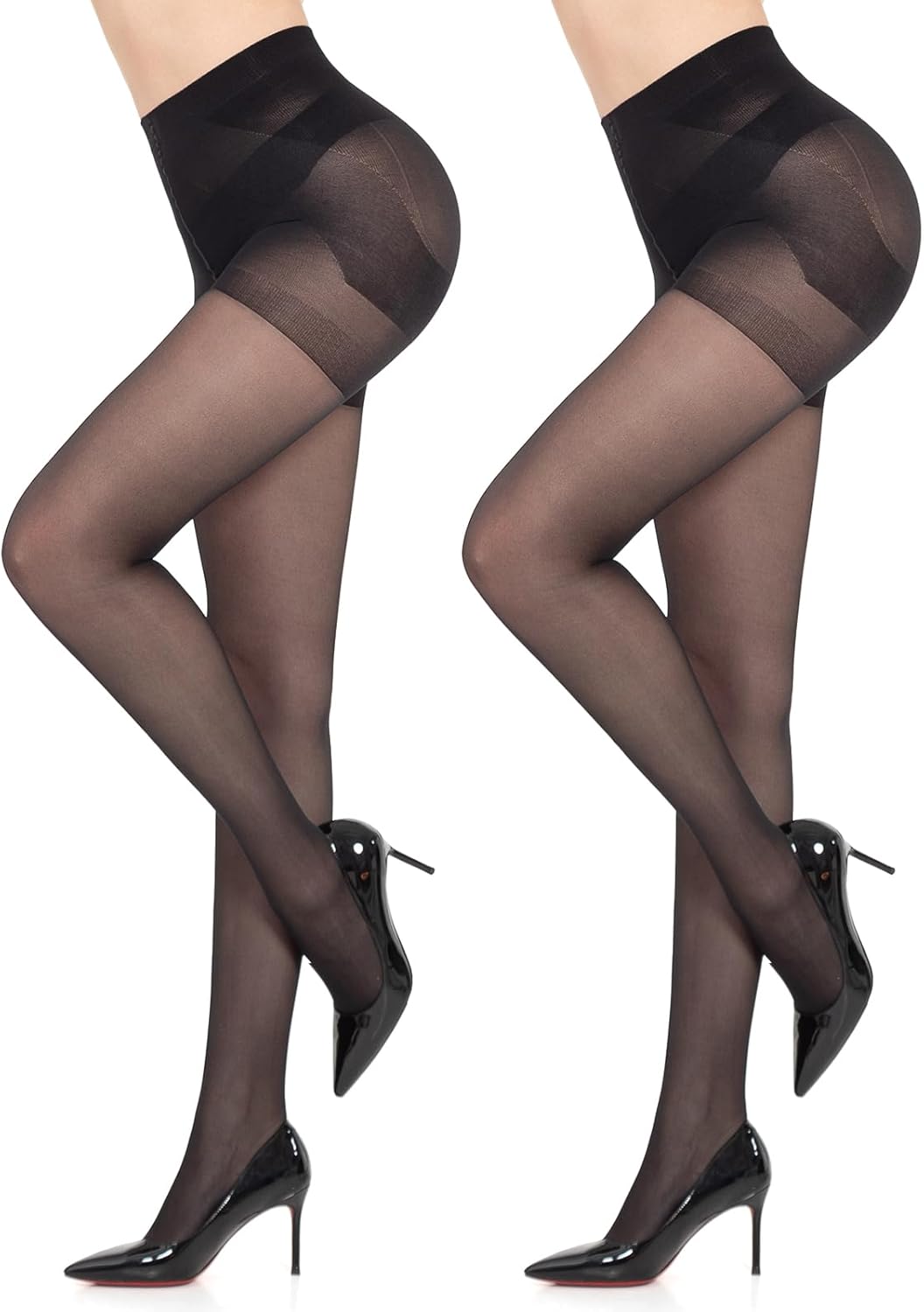 MANZI 2 Pairs Women's Sheer Tights 40D High Waist