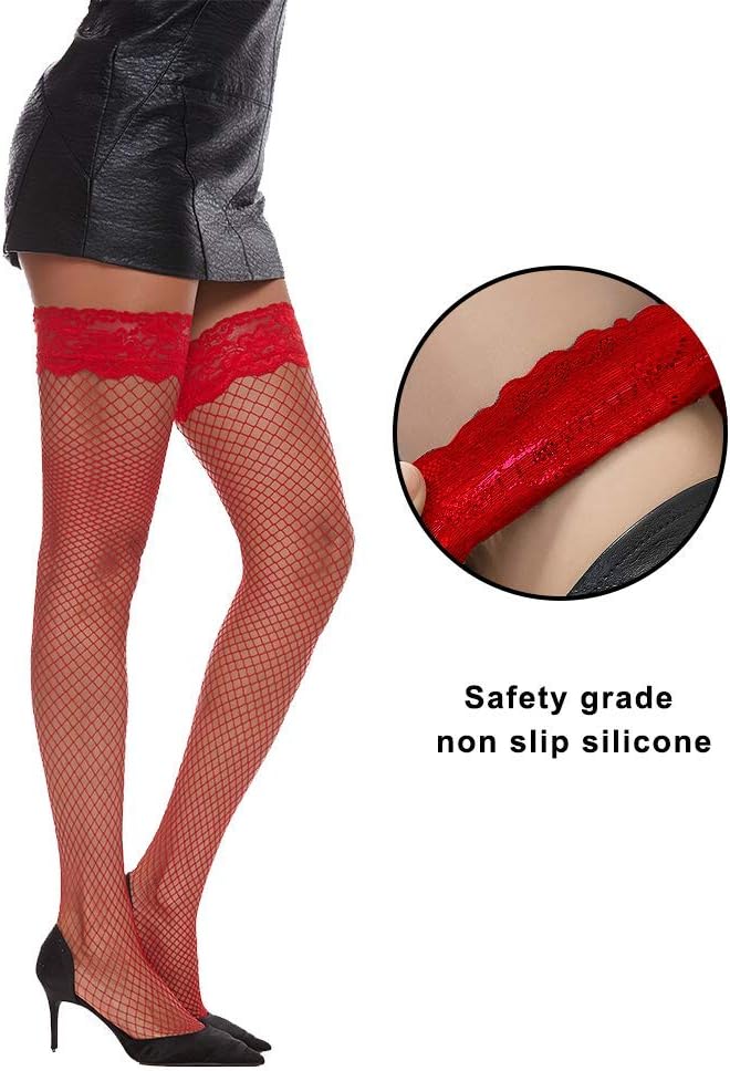 MANZI Women's Fishnet Thigh High Stockings 1 Pairs