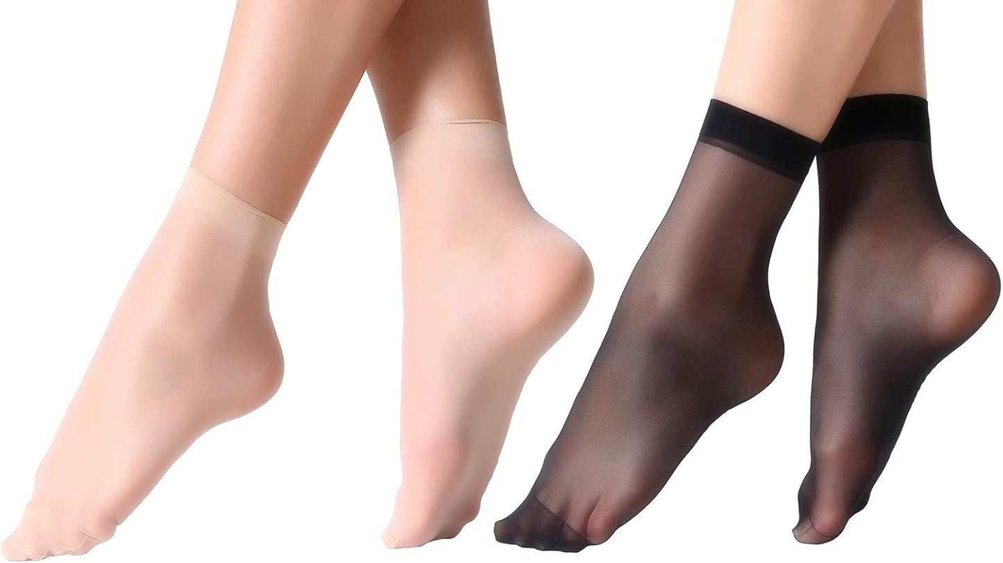 MANZI 12 Pairs Nylon Pantyhose Socks Ankle Sheer Hosiery