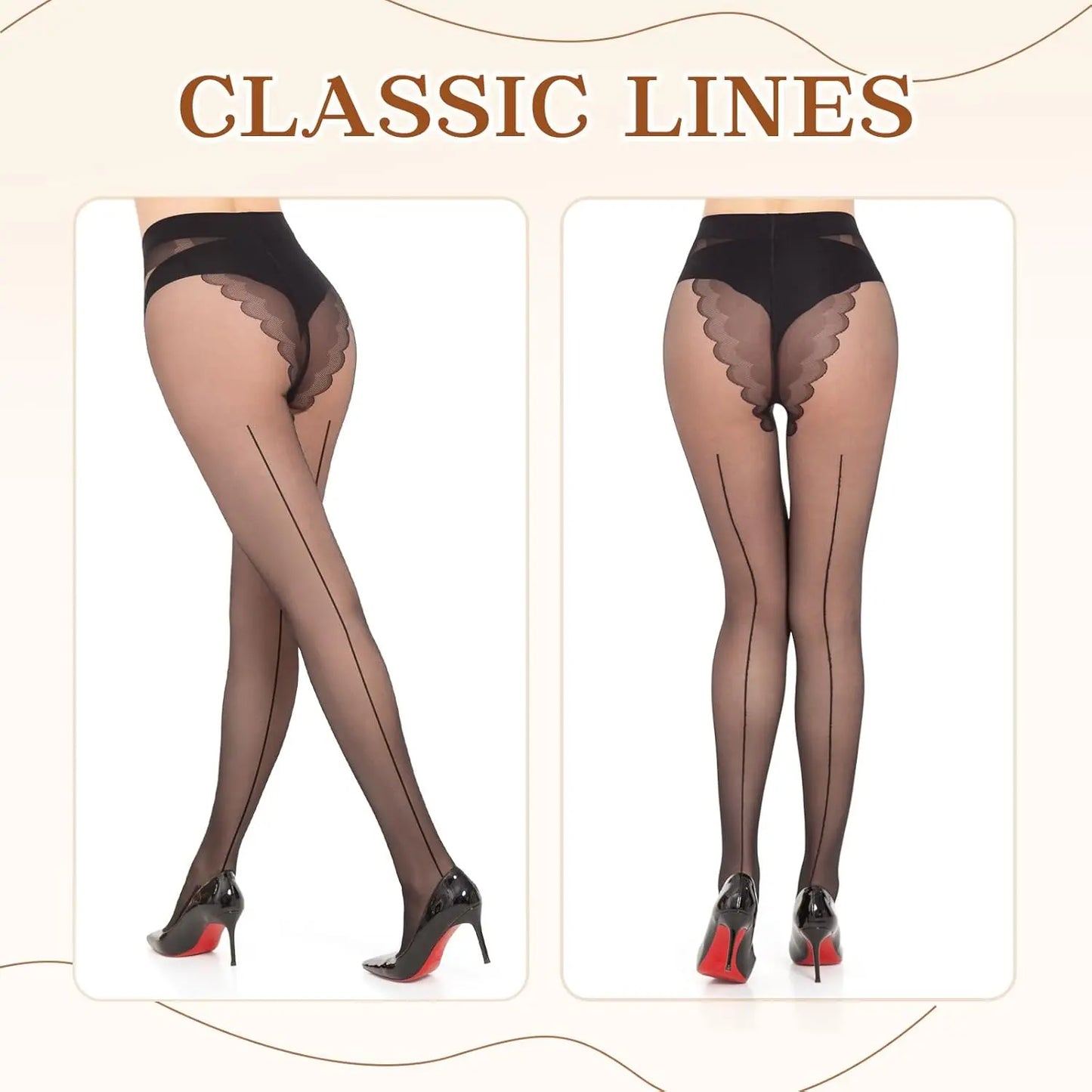 MANZI Sheer Backseam Tights Seamed Nylon Pantyhose for Women 20 Denier My Store