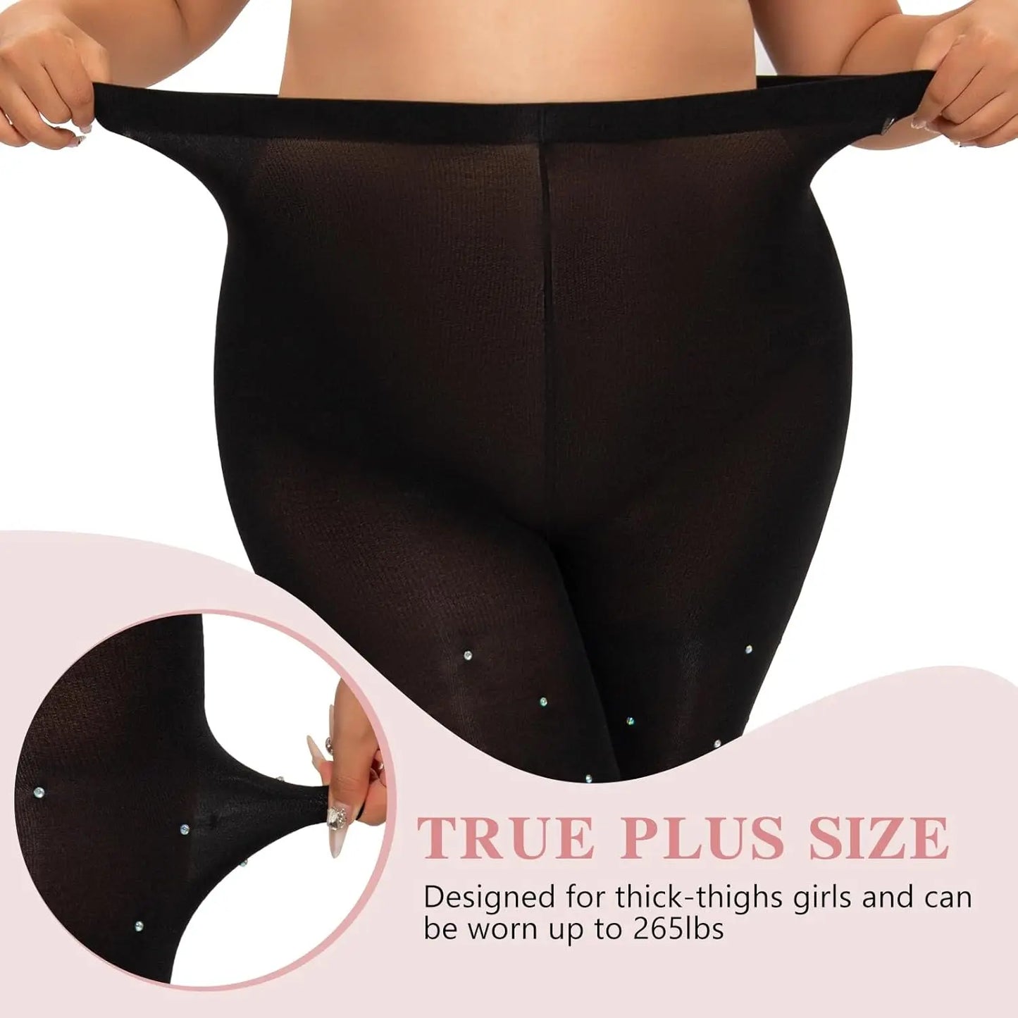 MANZI Sparkle Rhinestone Plus Size Tights My Store
