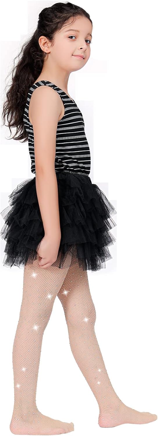 MANZI Rhinestone Fishnets Tights for Girls (Pack of 2)