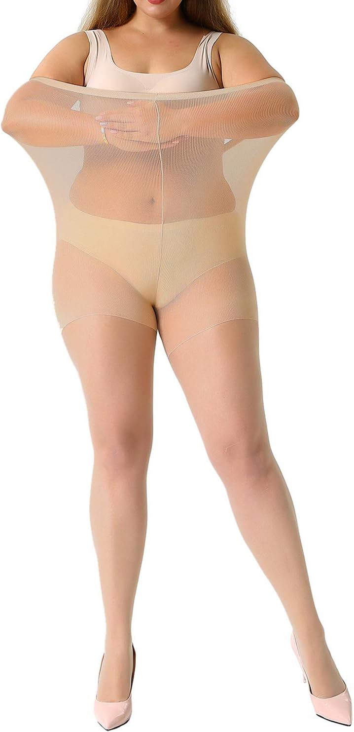 MANZI Women's 2 Pairs Plus Size Control Top Tights Ultra-Soft Panty Hose