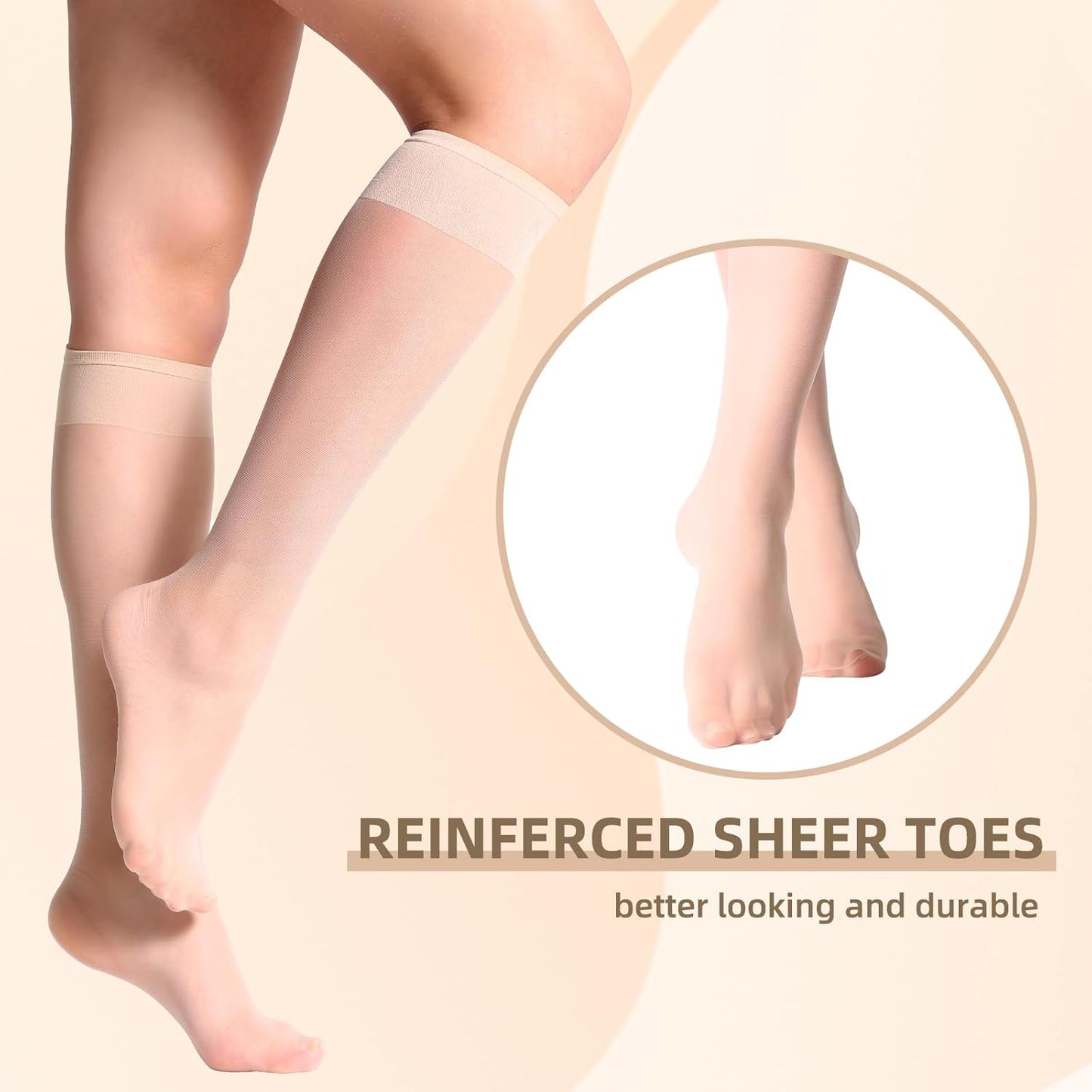 MANZI 12 Pairs Lady's Sheer Knee High Stockings for Women