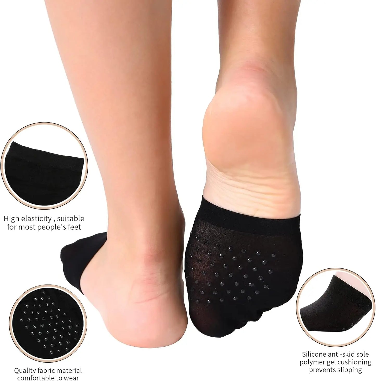 MANZI 6 Pairs Toe Topper Women Socks Half Noshow Seamless Socks My Store