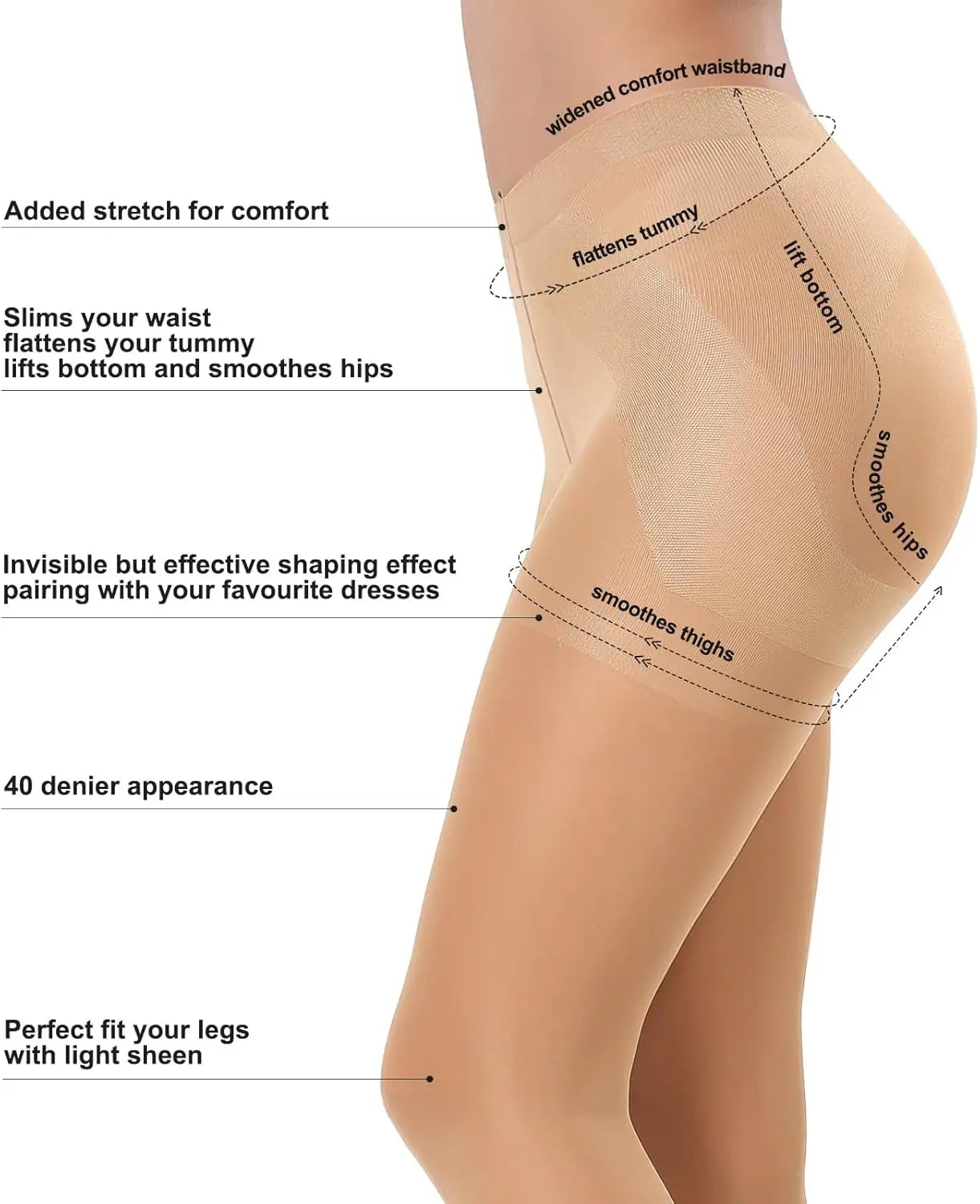 MANZI Women's Control Top Pantyhose Sheer Tights My Store