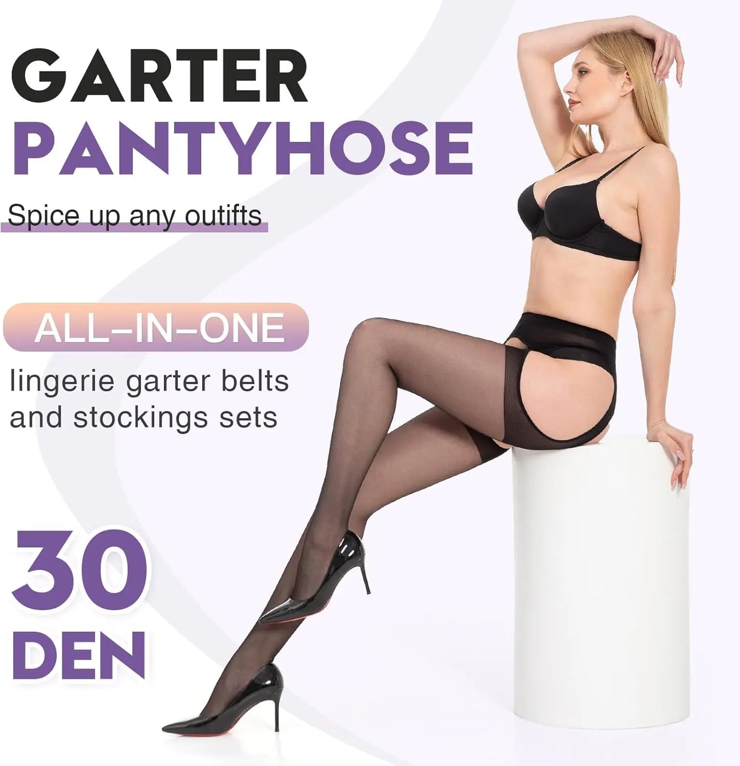 MANZI Suspender Tights for Women Sheer Garter Pantyhose My Store
